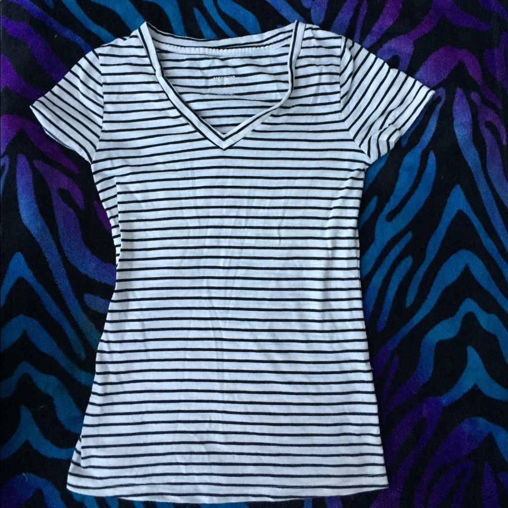 Missimo black and white striped t shirt